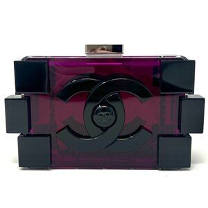 Chanel Black and Purple Plexiglass Boy Brick Lego Minaudiere Clutch
